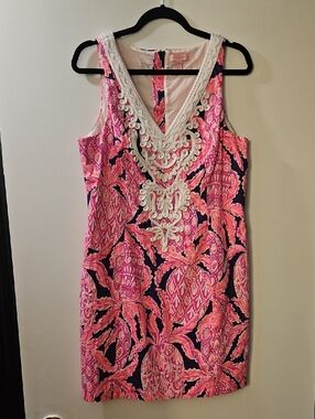 Lilly Pulitzer Gabby Shift Dress In Coco Safari Size 12 Pineapple